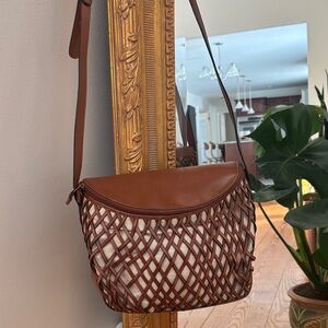 Aspen Brown Woven Crossbody Bag